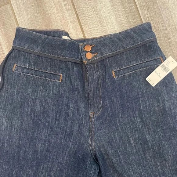 NWT Pilcro Wide Leg Trouser Jean, Size 29 TALL, Dark wash with side stripe - Picture 4 of 5